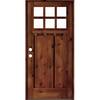 Krosswood Doors 32 in. x 80 in. Craftsman Knotty Alder Right-Hand/Inswing 6-Lite Clear Glass Red Chestnut Stain Wood Prehung Front Door PHED.KA.550DS.28.68.134.RH.RC