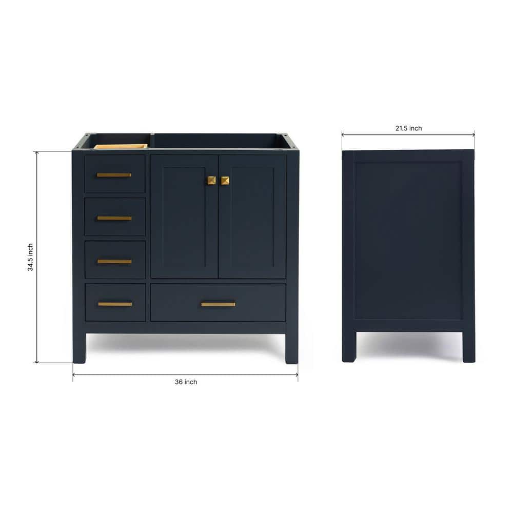 Midnight Blue 36" Solid Wood Freestanding Vanity Cabinet