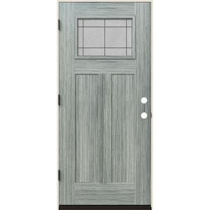 36 in. x 80 in. Right-Hand 1/4 Lite Craftsman Dilworth Decorative Glass Stone Fiberglass Prehung Front Door