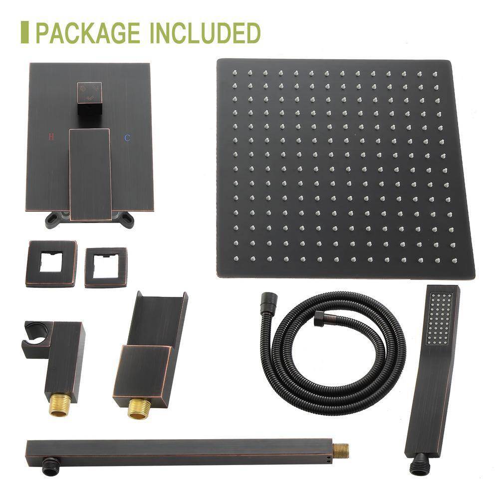 Large Oil-Rubbed Bronze Dual Rain Shower System with Handheld