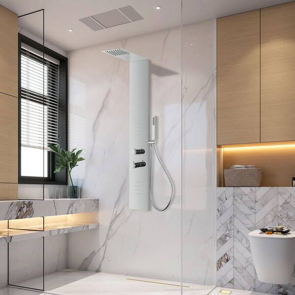 ANZZI Collines Series 55 in. 2-Jet Shower Tower with Heavy Rain