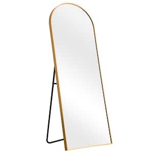 71 in. x 28 in. Modern Arch Metal Framed Gold Full-Length Floor Standing Mirror
