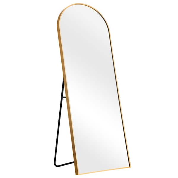 Modern Arch Metal Framed Gold, Arch Leaning Floor Mirror Gold