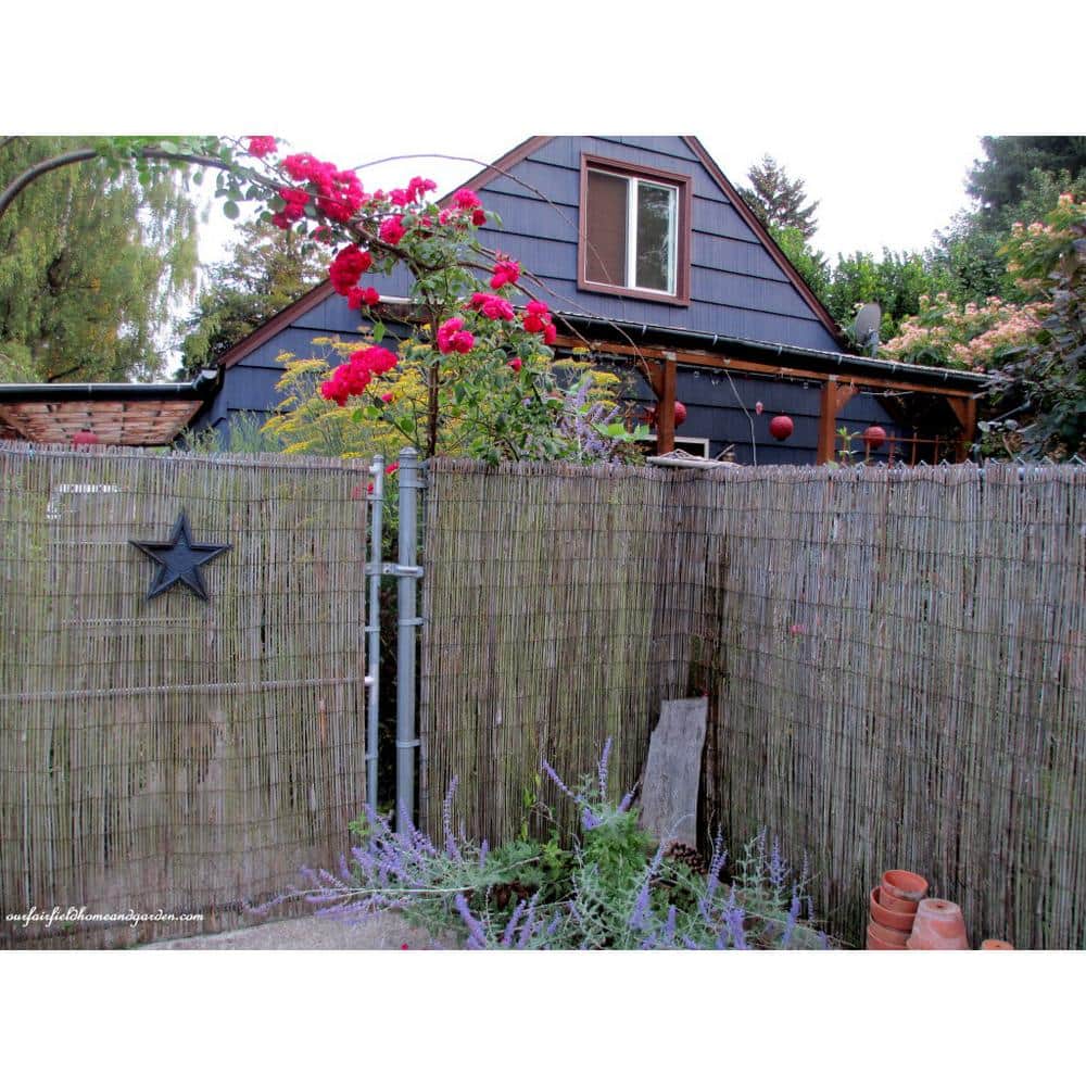 Rustic Bamboo Slat Garden Fence with Nylon Coated Wire