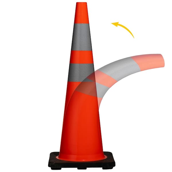 BOEN 36 in. Orange PVC Reflective Traffic Safety Cone TC-36R The Home  Depot