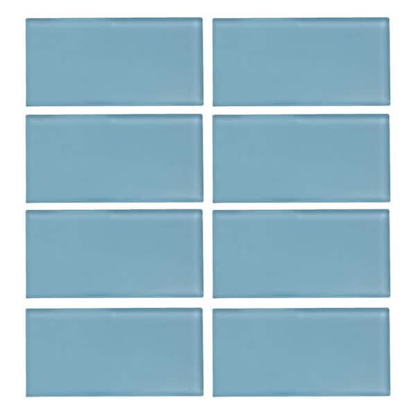 Jeffrey Court Caribbean Water Blue 3 in. x 6 in. Glossy Glass Wall Tile (1 sq. ft. / pack)