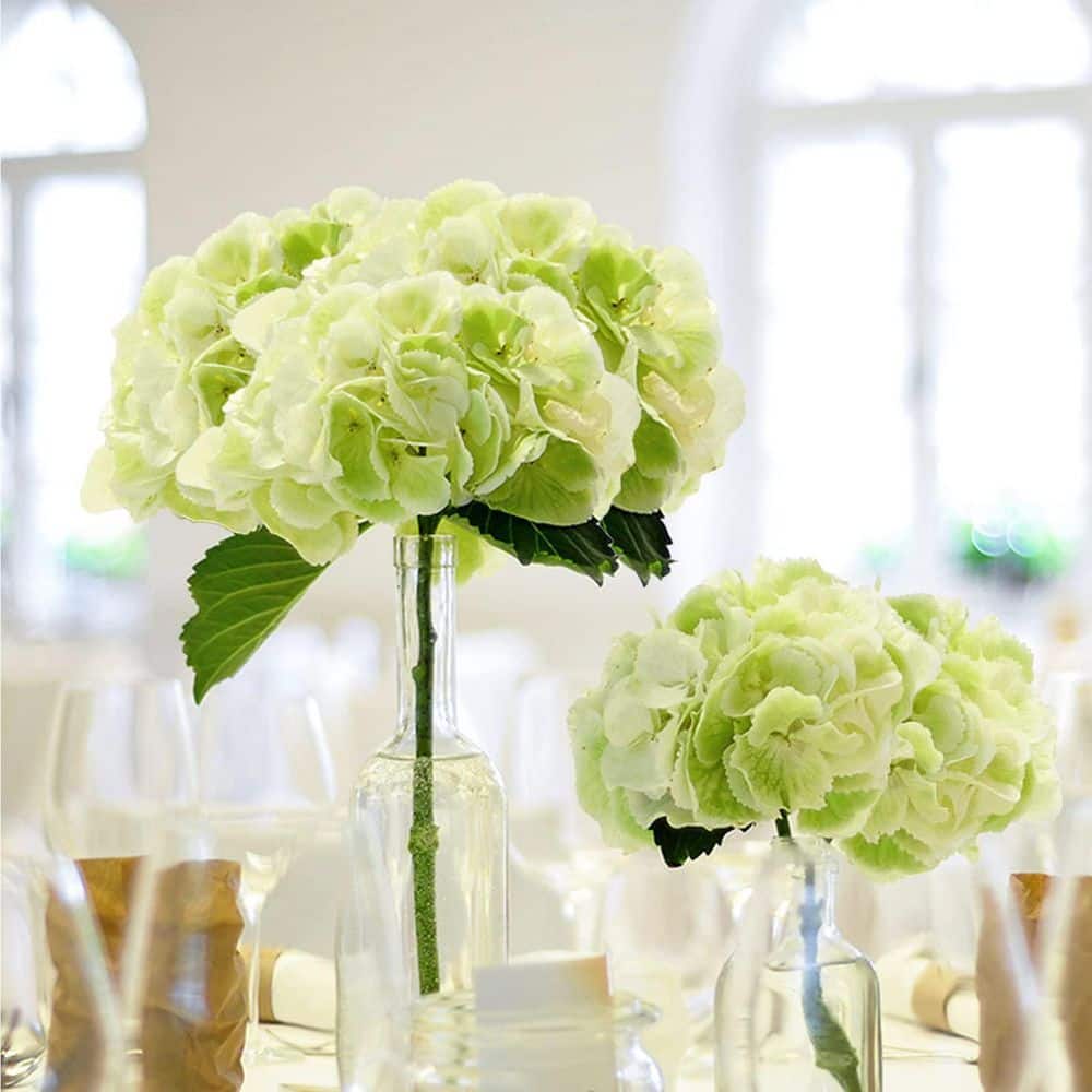 11.1 in. Green Outdoor Artificial Hydrangea Flower for Decoration (Set of 6