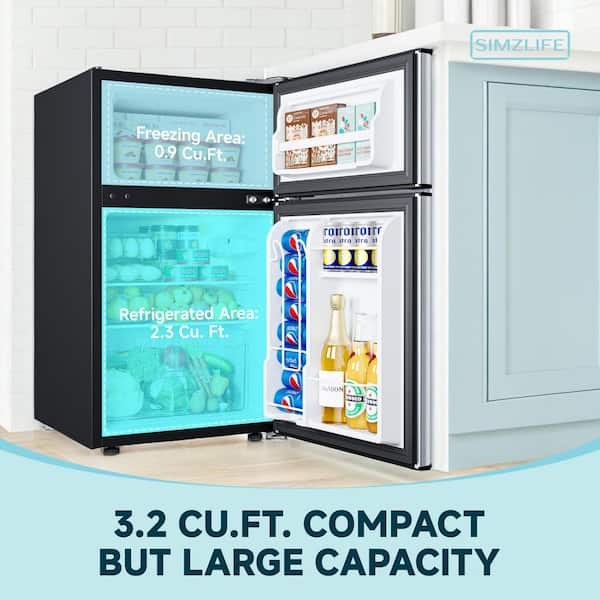 20 in. 3.2 cu. ft. Mini Refrigerator in Silver with Compact Freezer, 7 Temperature Control, Low Noise, 3D Cooling