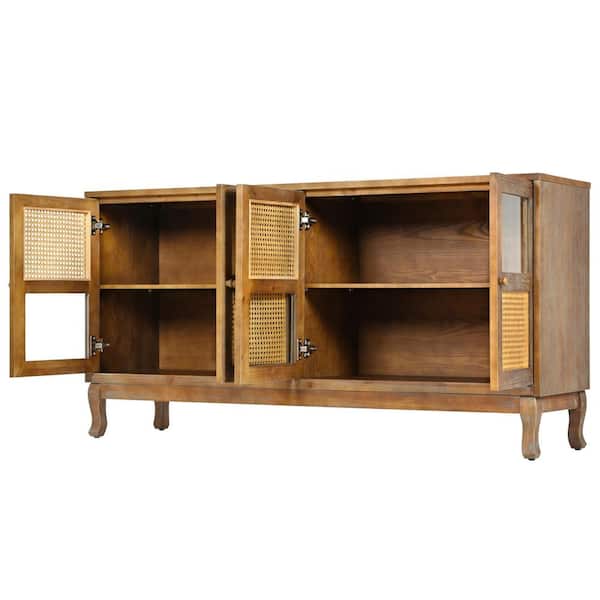 59.84 in. W x 15.91 in. D x 30.51 in. H Bathroom Brown Linen Cabinet