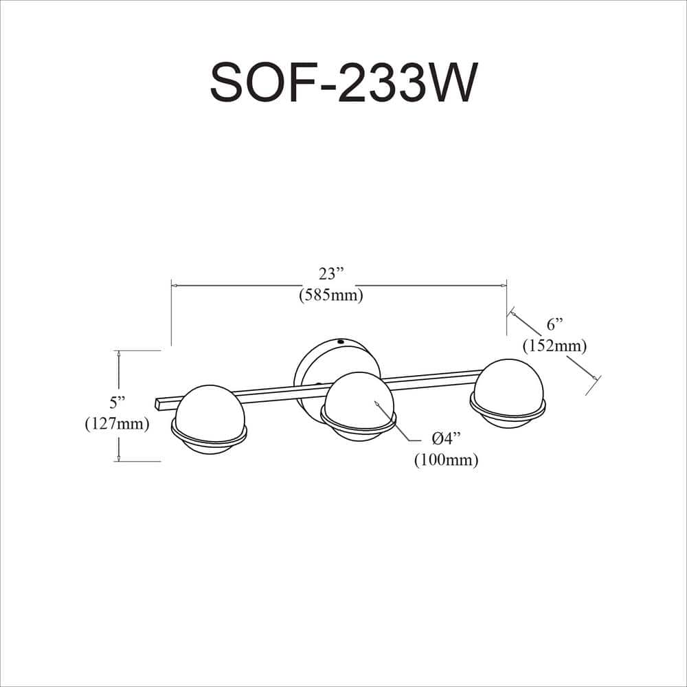 Sofia 23" Aged Brass Modern Vanity Light with Dimmable White Globes