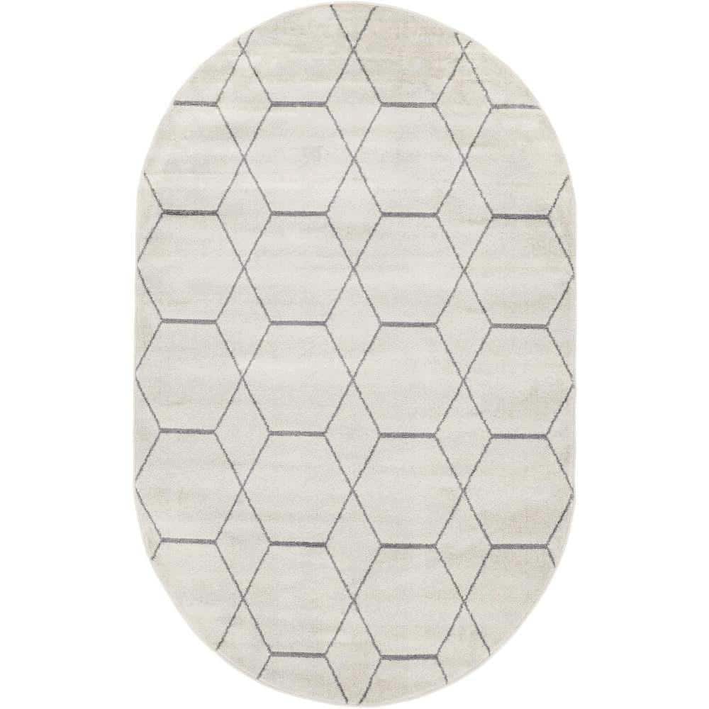 Trellis Frieze Geometric Ivory 5 ft. x 8 ft. Area Rug price history on PriceWatchPro