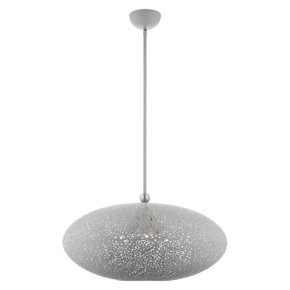 Nordic Gray Brushed Nickel 3-Light Crystal Globe Pendant