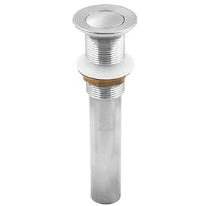 Single Solid Brass Bathroom Vessel Sink Clicker Pop-up Drain Less Overflow in Brushed Nickel