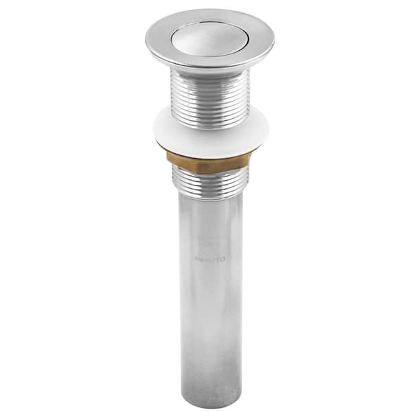 Novatto Single Solid Brass Bathroom Vessel Sink Clicker Pop-up Drain Less Overflow in Brushed Nickel