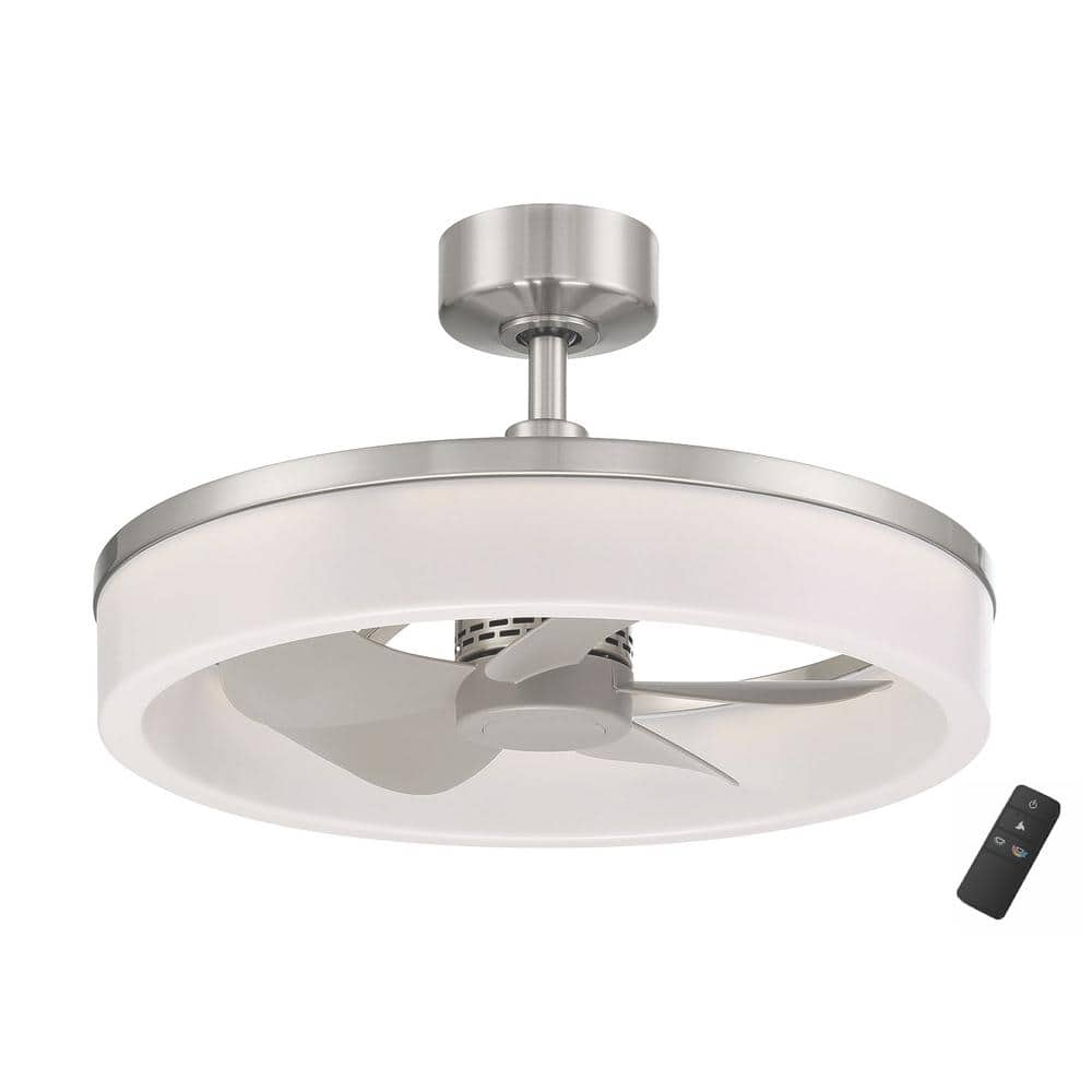 Home Decorators Collection Dialstone 23 in. Integrated CCT LED Indoor/Outdoor Ceiling Fan Brushed Nickel with Remote Control