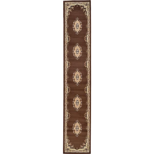 Unique Loom Reza Washington Brown 3' 0 x 16' 5 Runner Rug 3119168 - The ...