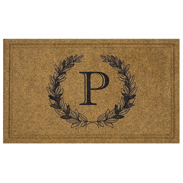 Mohawk Home Laurel Multi 18 in. x 30 in. Faux Coir Monogrammed P Door ...