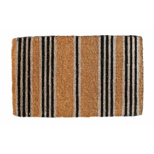 Traditional Coir, Black Stripes, 30 in. x 18 in. Natural Coconut Husk Door Mat