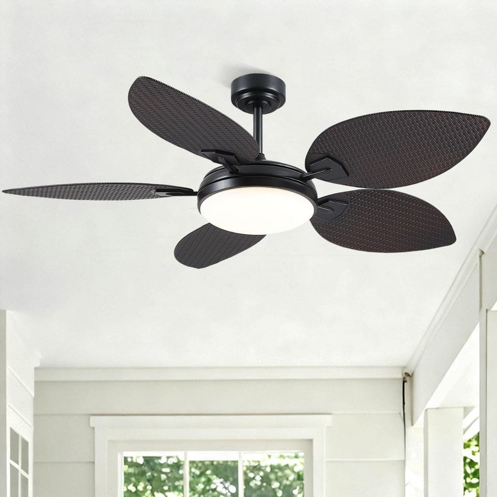 Kviflon 52 in. Indoor/Outdoor Black Brown 5 Palm Leaf Shaped