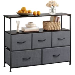 Dresser TV Stand, Entertainment Center with Fabric Drawers, Media Console Table with Open Shelves for TV up to 45 inch