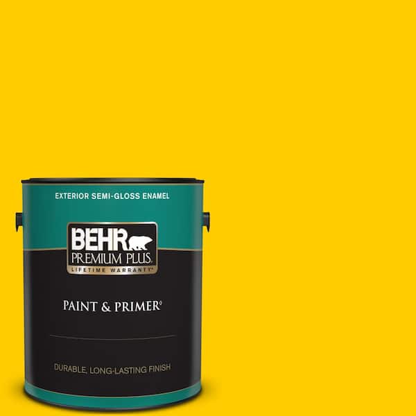 BEHR PREMIUM PLUS 1 gal. #380B-7 Marigold Semi-Gloss Enamel Exterior Paint & Primer