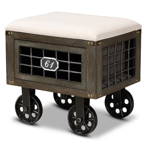 Baxton Studio Harley Beige Storage Ottoman