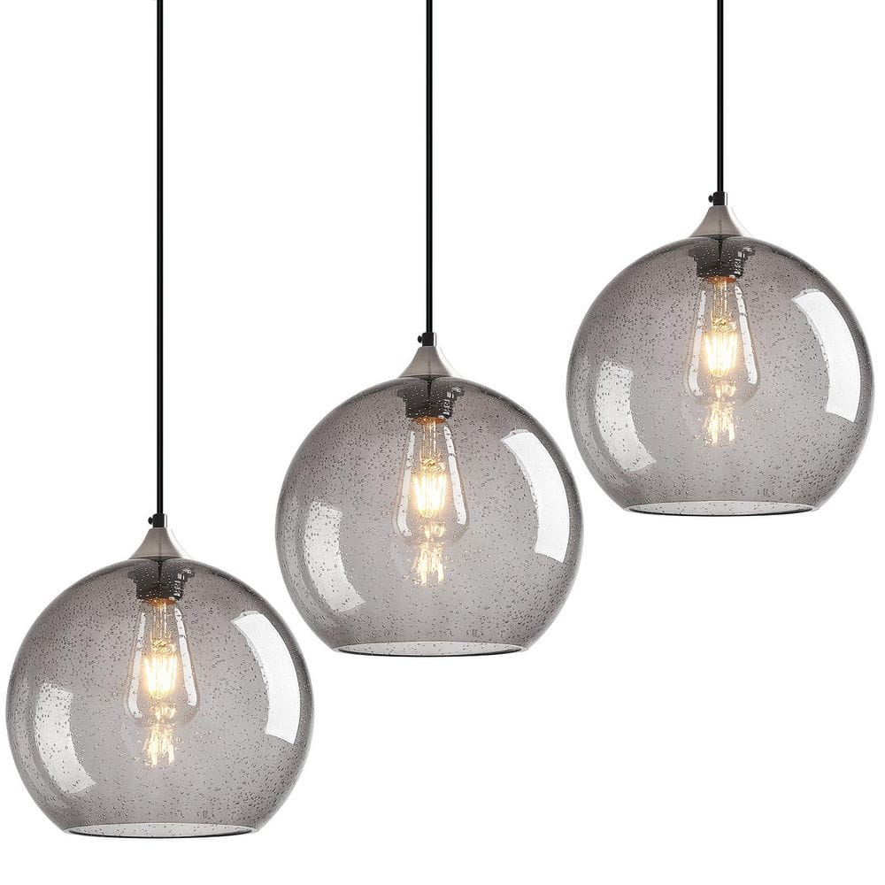 Home Lighting ‎60 Watts 1 Light 9. 84in Light Grey Glass Pendant Light for Kitchen Island, No Bulbs Included, 3Pack price history on PriceWatchPro