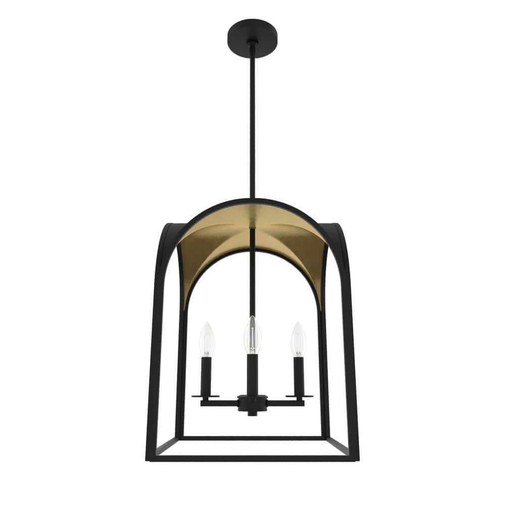 Dukestown Mini 4-Light Lantern Pendant in Black and Gold Leaf