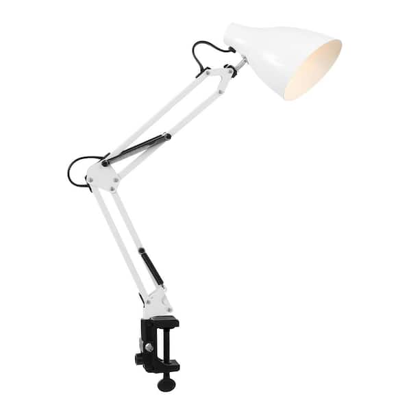 Odile 28.5 in. White Classic Industrial Adjustable Articulated Clamp-On LED Task Lamp