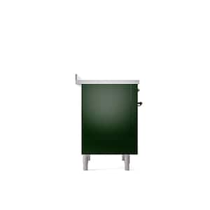 Nostalgie II 36 in. 6 Zone Freestanding Induction Range in Emerald Green with Bronze