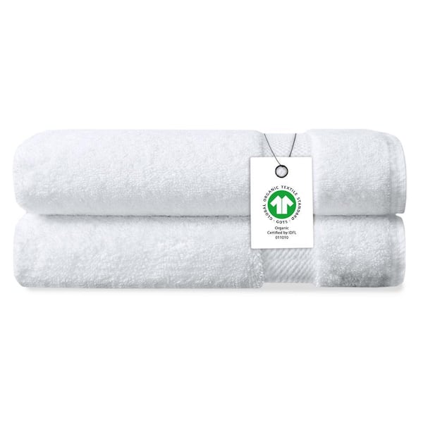 White Solid 100% Organic Cotton Luxuriously Plush Hand Towels (Set of 2)
