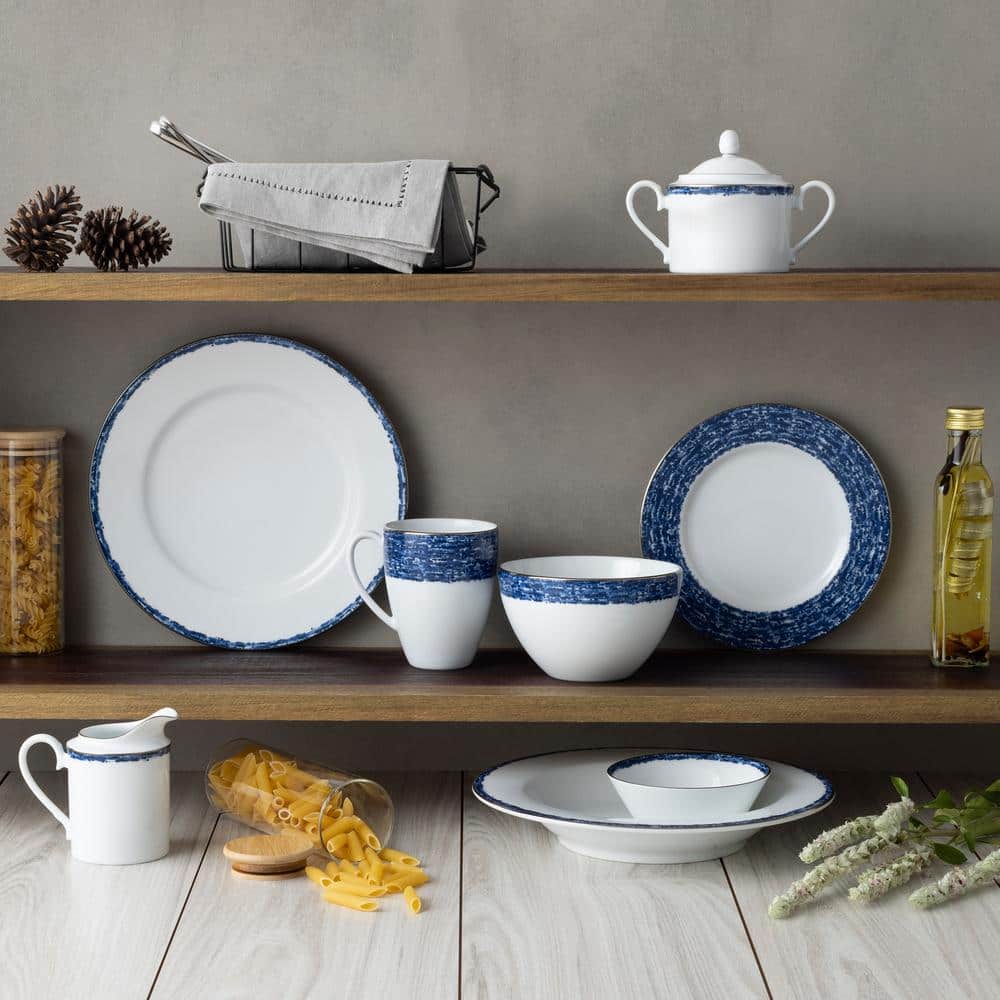 Blue and White Ceramic Cereal Bowls Set of 4
