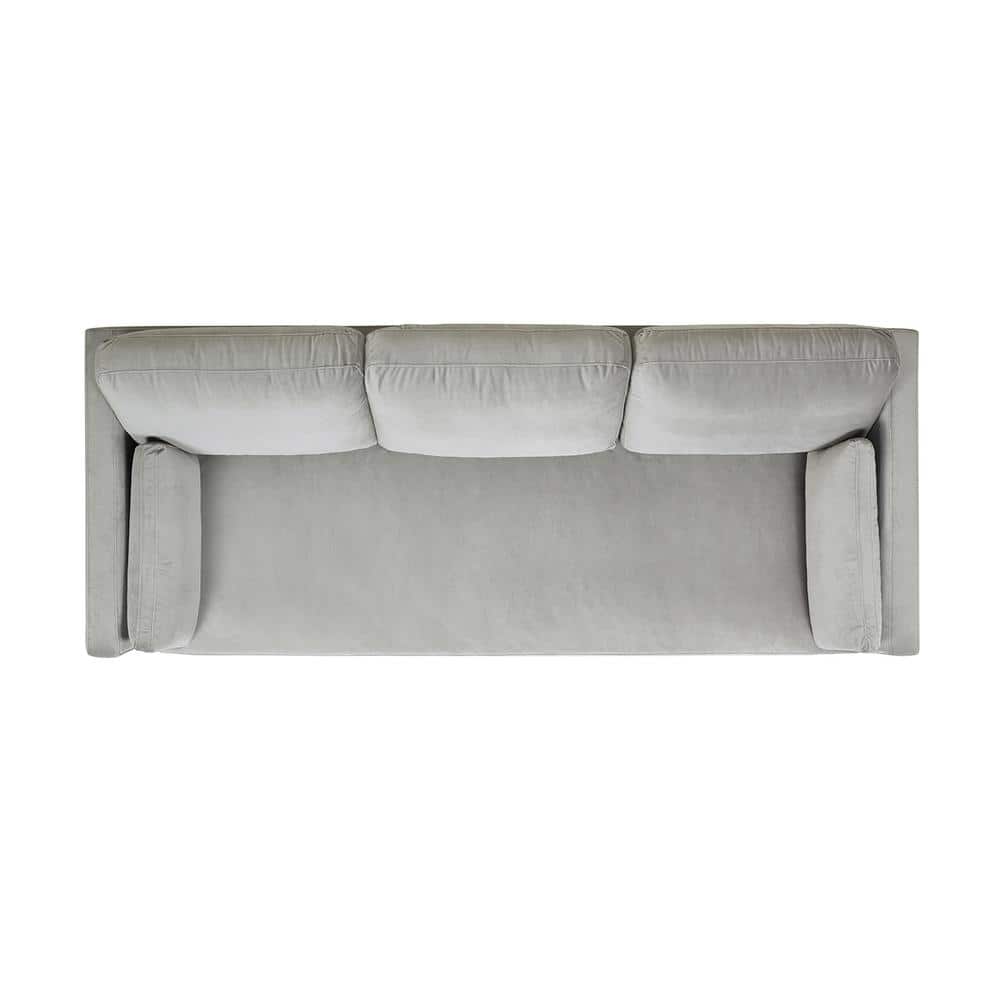 Opal Grey Luxurious Velvet 84" Sofa with Removable Cushions