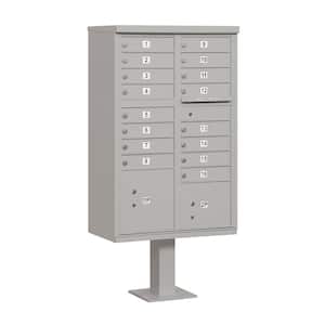 Gray USPS Access Cluster Box Unit with 16 A Size Doors and Pedestal