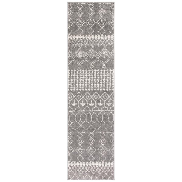 SAFAVIEH Tulum Gray/Ivory 2 ft. x 7 ft. Moroccan Runner Rug