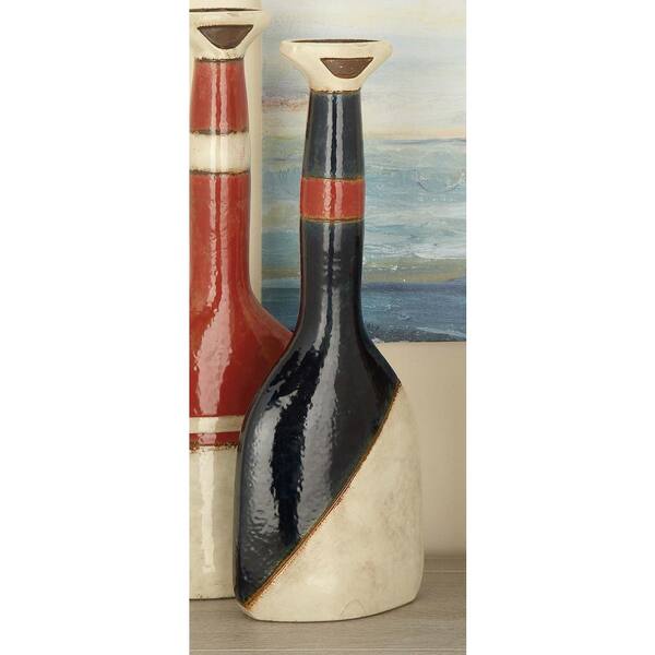 Litton Lane 13 in. Coastal Living Ceramic Paddle Decorative Vase in Black