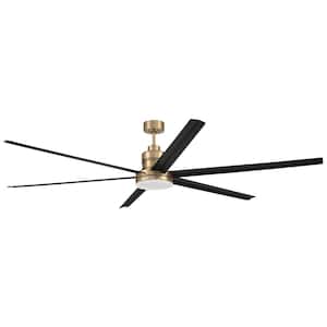 Mondo 80 in. Indoor Satin Brass Ceiling Fan and Integrated LED Light, Smart Wi-Fi Enabled Remote with Voice Activation