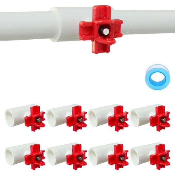 Horizontal Chicken Waterer Nipples with PVC Tee Fittings for DIY Automatic System 8 Pack Livestock Supplies