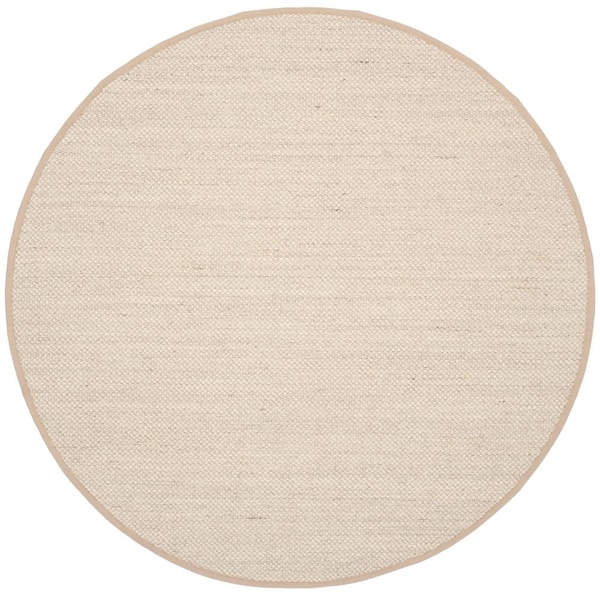 SAFAVIEH Natural Fiber Marble/Linen 9 ft. x 9 ft. Round Border Area Rug