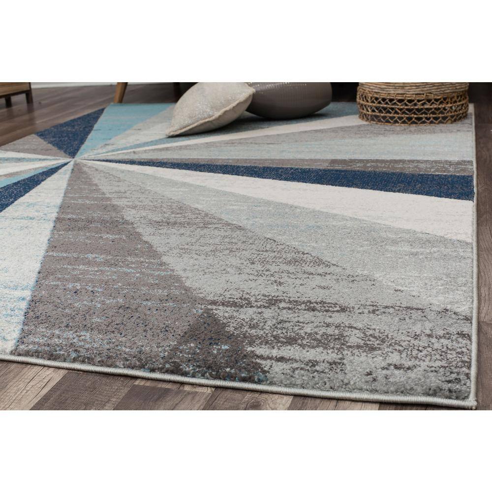 Hale Blue Geometric Synthetic Area Rug, 5' x 7'