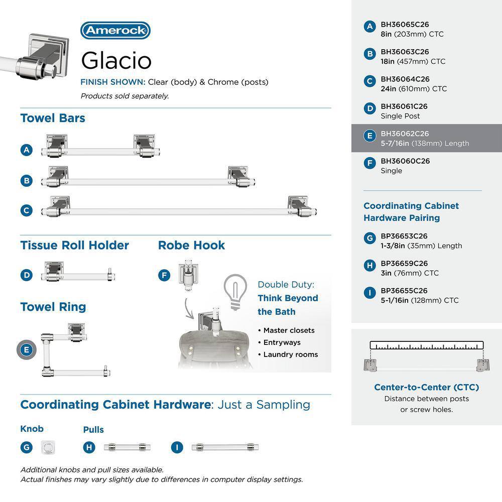 Glacio Clear and Chrome Wall Mounted Towel Ring