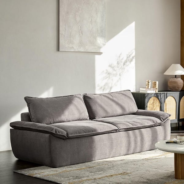 JAYDEN CREATION Azita 89.75 in. Pillow Arm Polyester Modern Rectangular Sofa in Gray