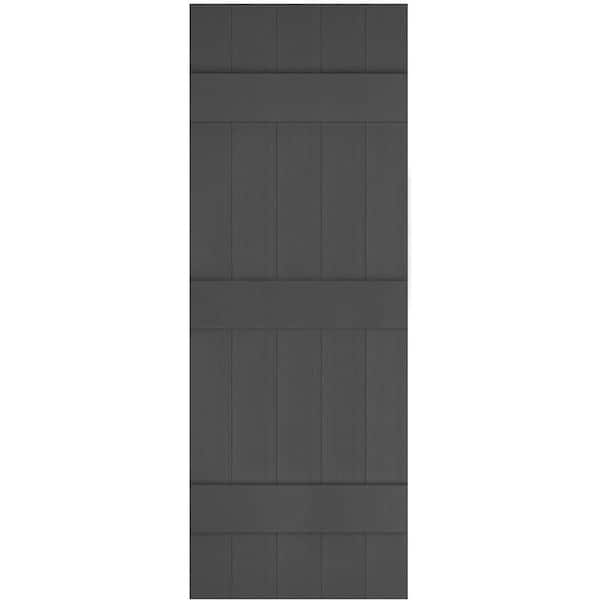 Ekena Millwork 17-1/2 in. x 59 in. Lifetime Vinyl Custom Five Board Joined Board and Batten Shutters Pair Tuxedo Grey
