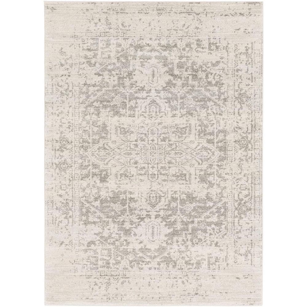 Gray Polypropylene 5 ft. x 7 ft. Abstract Indoor Area Rug