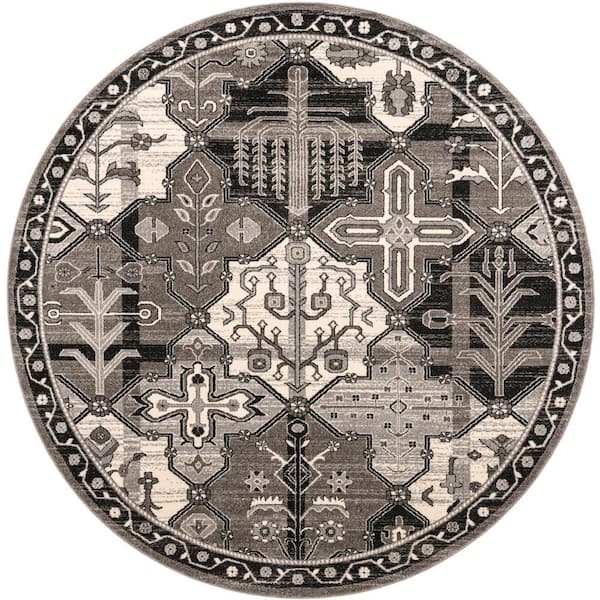 Unique Loom La Jolla Cathedral Gray 8' 0 x 8' 0 Round Rug