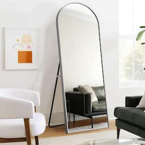20 in. W x 63 in. H inch Metal Arch Stand Full Length Mirror in Silver