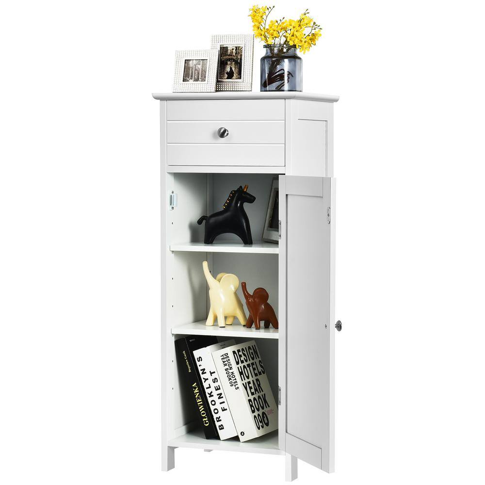 Abilene White MDF Living Room Storage Cabinet with Drawer & Shelves