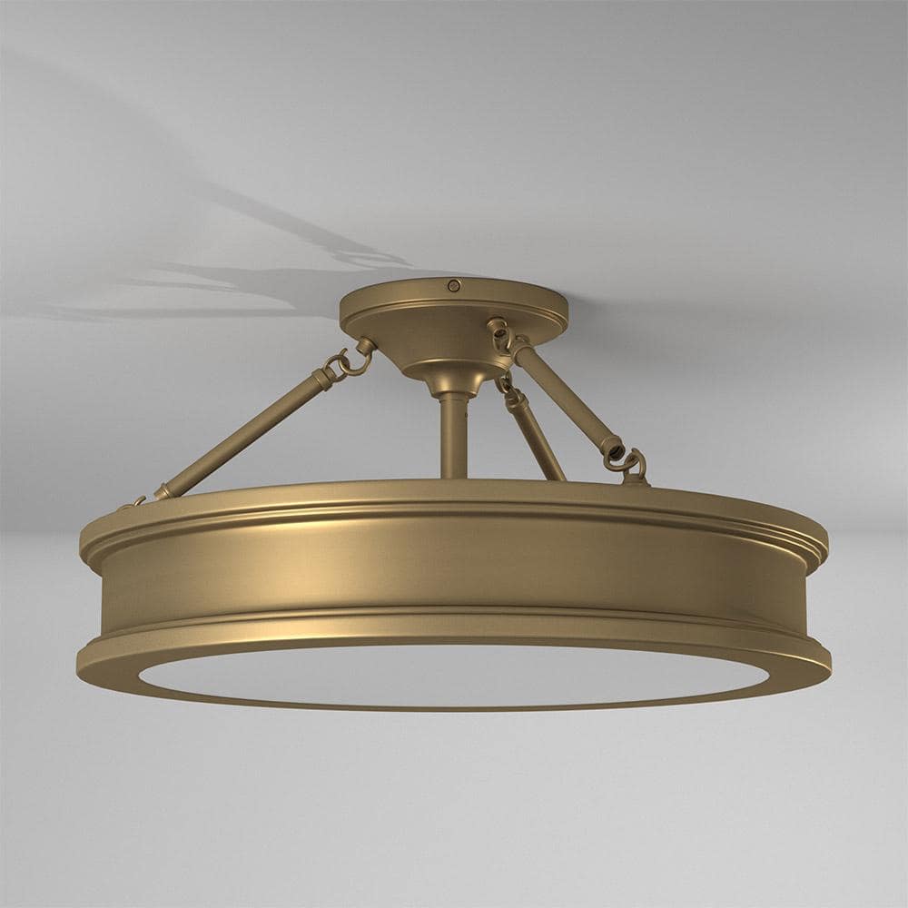 Liberty Gold 3-Light Semi Flush Mount with Etched Glass