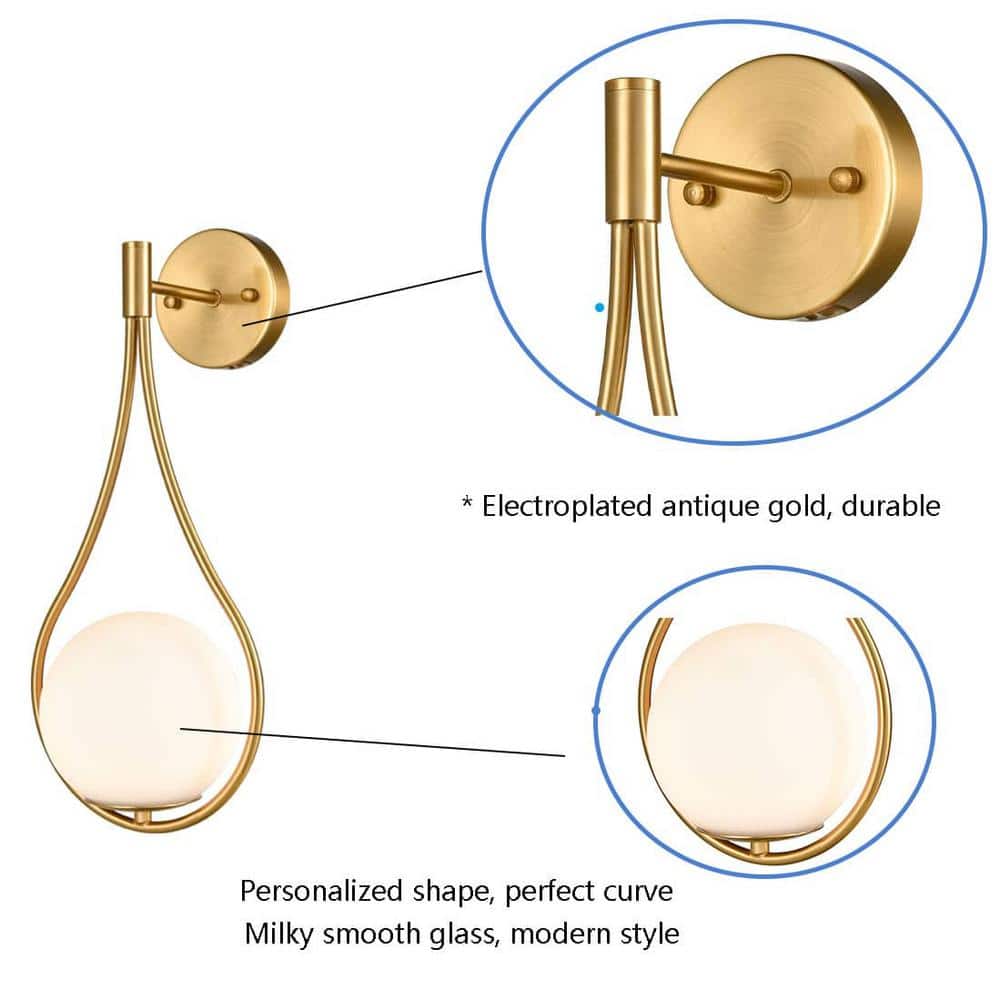 Opal Brushed Brass Dimmable Vanity Sconce Set