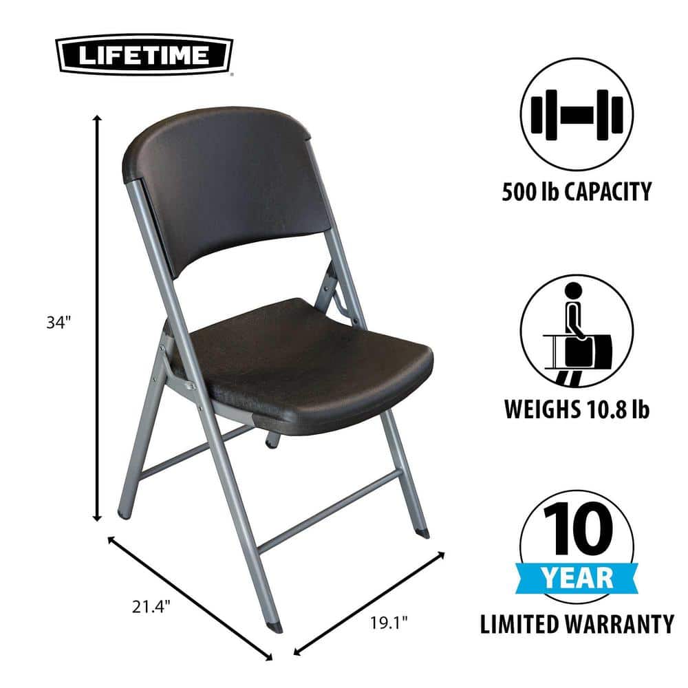 Lifetime Black and Silver Folding Chairs, Set of 4